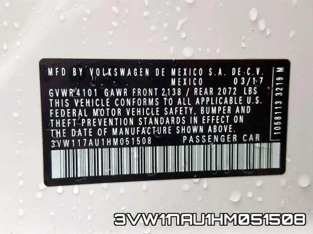 3VW117AU1HM051508 фото 2