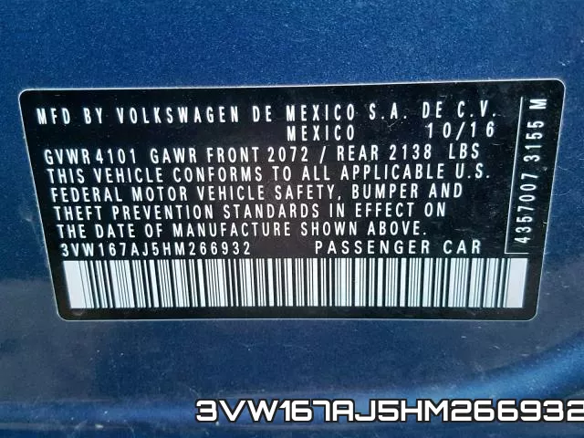 3VW167AJ5HM266932 фото 2