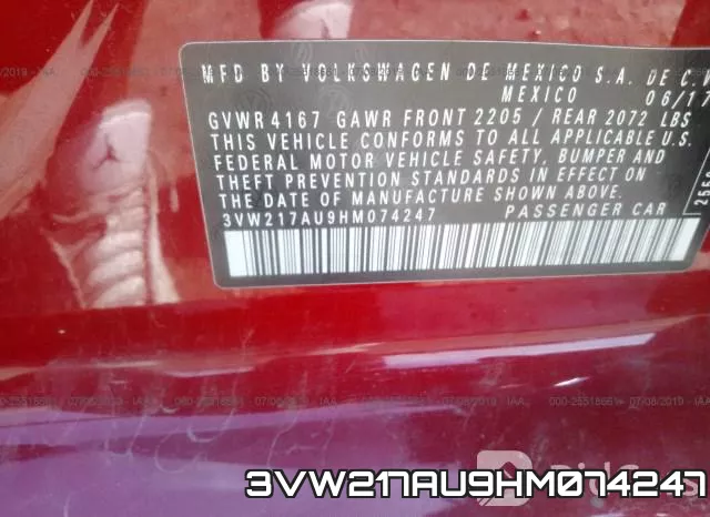 3VW217AU9HM074247 фото 10