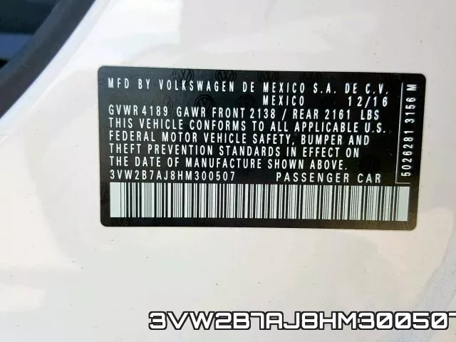 3VW2B7AJ8HM300507 фото 2