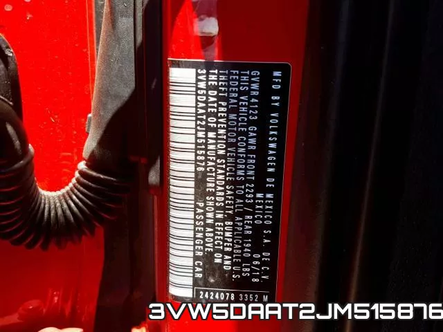 3VW5DAAT2JM515876 фото 2