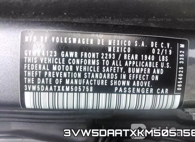 3VW5DAATXKM505758 фото 10