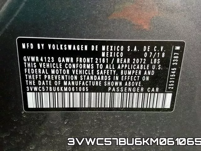 3VWC57BU6KM061065 фото 2