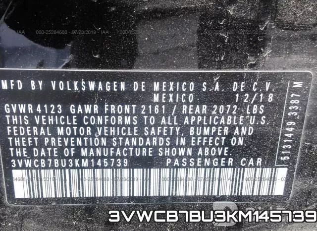 3VWCB7BU3KM145739 фото 10