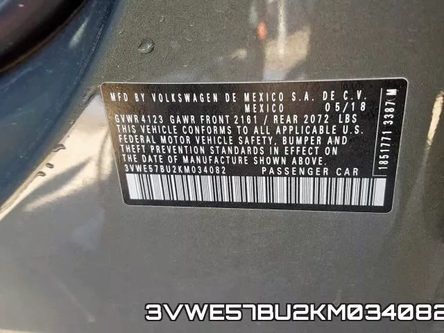 3VWE57BU2KM034082 фото 2