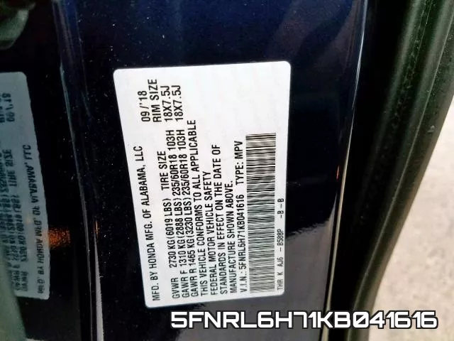5FNRL6H71KB041616 фото 2