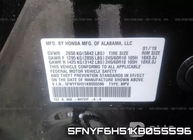 5FNYF6H51KB055596 фото 10