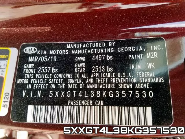 5XXGT4L38KG357530 фото 2