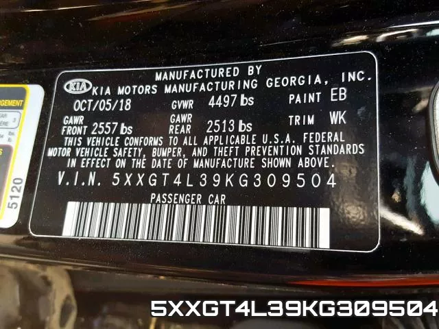 5XXGT4L39KG309504 фото 2