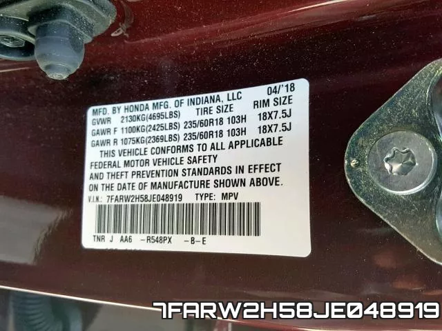 7FARW2H58JE048919 фото 2