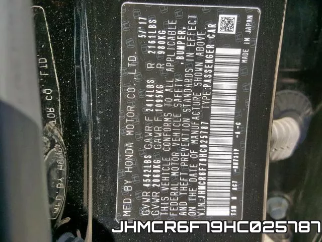 JHMCR6F79HC025787 фото 2
