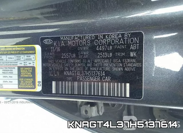 KNAGT4L37H5137614 фото 10