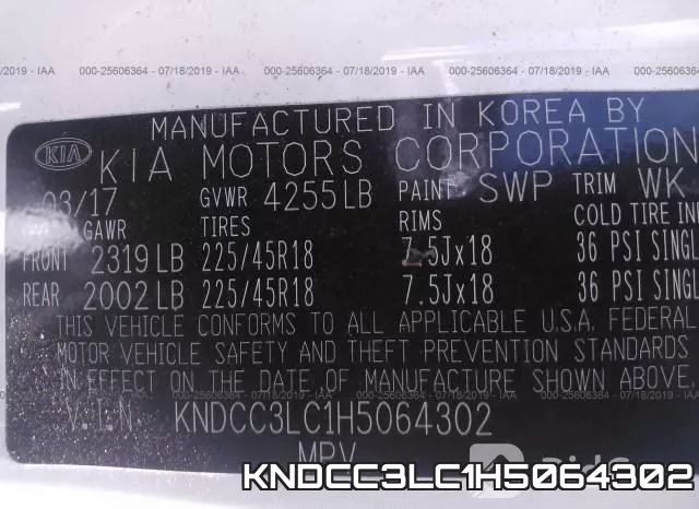 KNDCC3LC1H5064302 фото 10