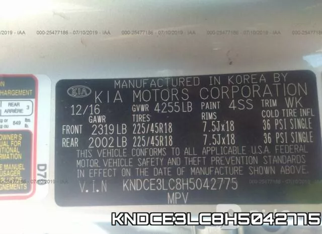 KNDCE3LC8H5042775 фото 10
