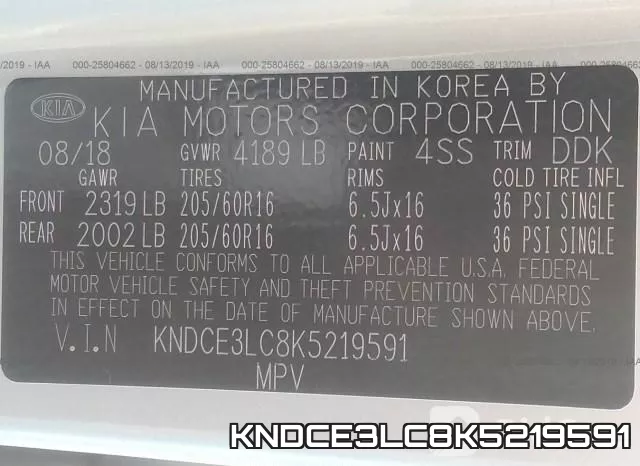 KNDCE3LC8K5219591 фото 10