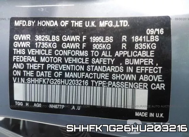 SHHFK7G26HU203216 фото 10