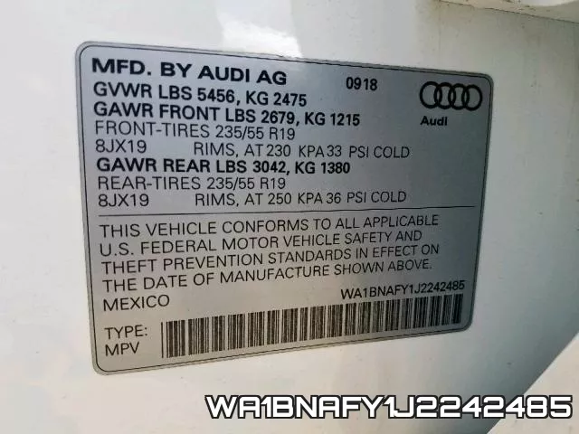 WA1BNAFY1J2242485 фото 2