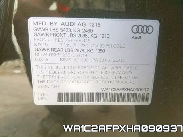 WA1C2AFPXHA090937 фото 2