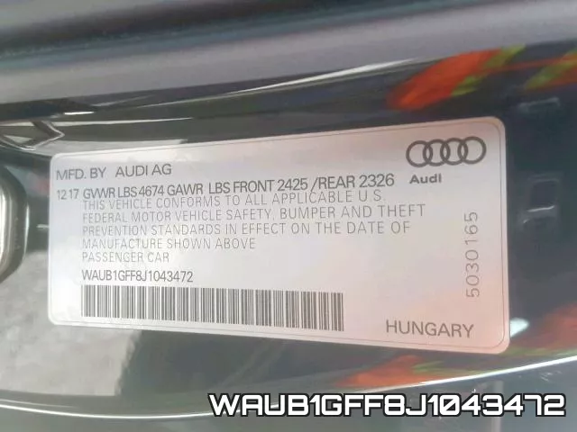 WAUB1GFF8J1043472 фото 2