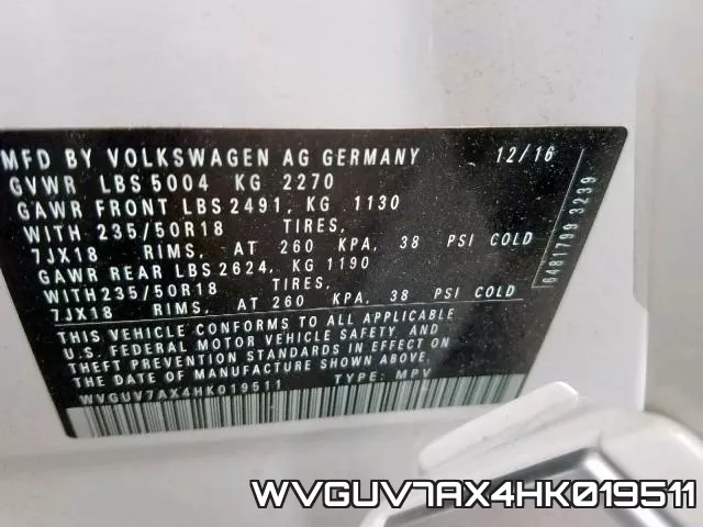 WVGUV7AX4HK019511 фото 2