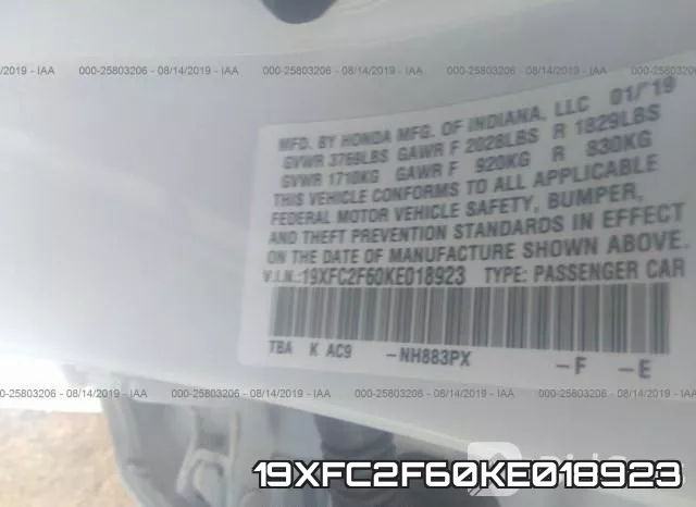 19XFC2F60KE018923 фото 10
