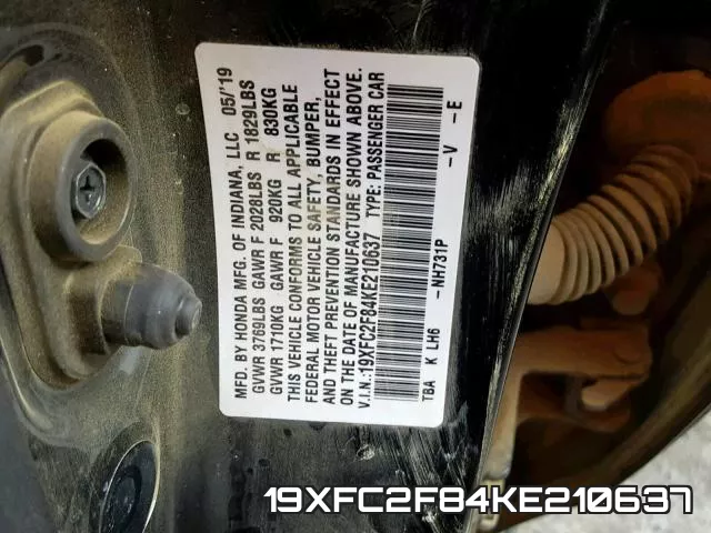19XFC2F84KE210637 фото 2