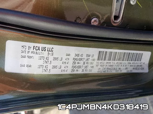 1C4PJMBN4KD318419 фото 2