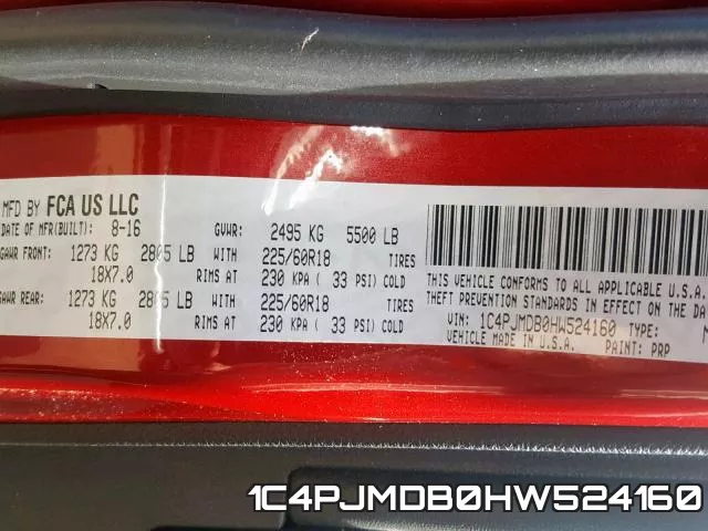 1C4PJMDB0HW524160 фото 2