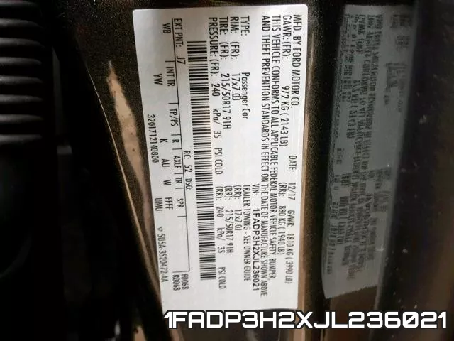 1FADP3H2XJL236021 фото 2