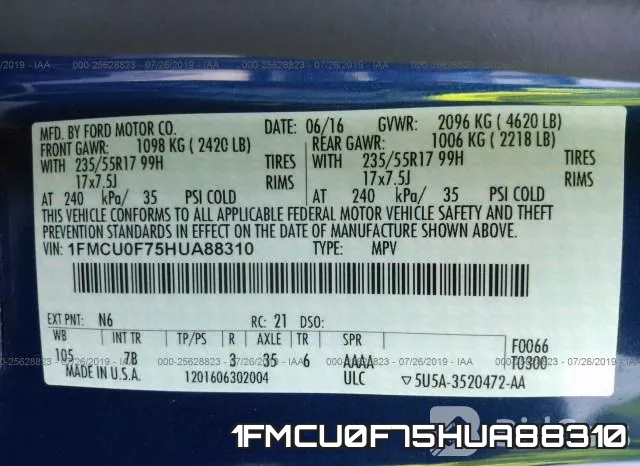 1FMCU0F75HUA88310 фото 10