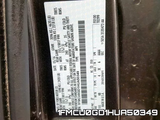 1FMCU0GD1HUA50349 фото 2