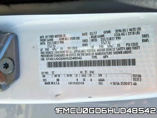 1FMCU0GD6HUD48542 фото 2