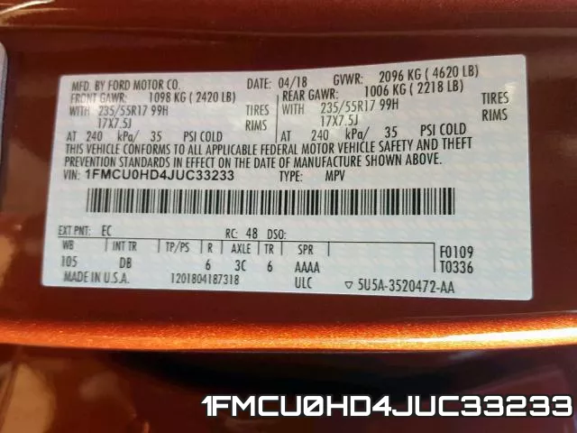1FMCU0HD4JUC33233 фото 2