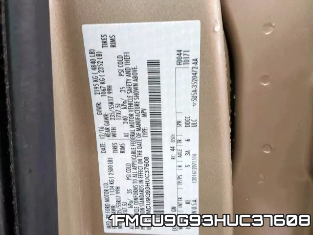 1FMCU9G93HUC37608 фото 2
