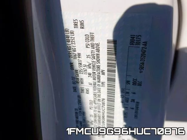 1FMCU9G96HUC70876 фото 2