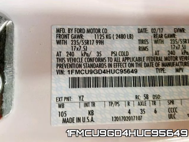 1FMCU9GD4HUC95649 фото 2