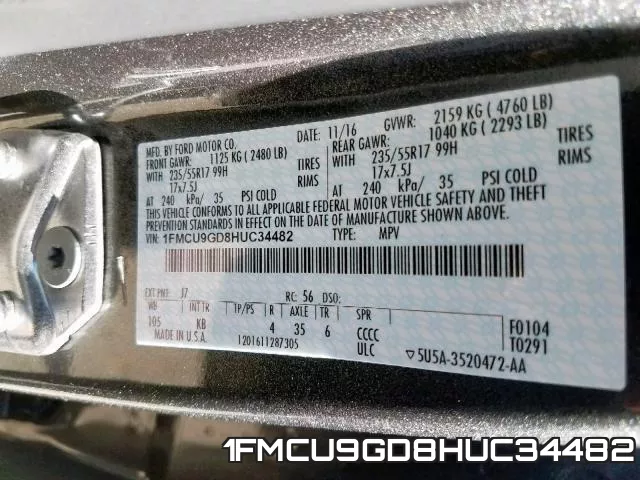 1FMCU9GD8HUC34482 фото 2