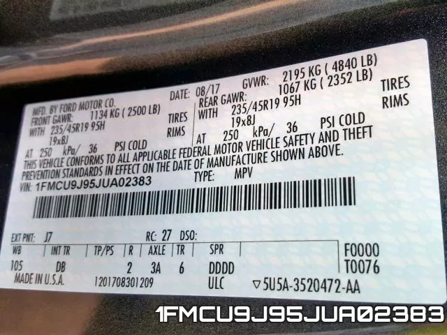 1FMCU9J95JUA02383 фото 2