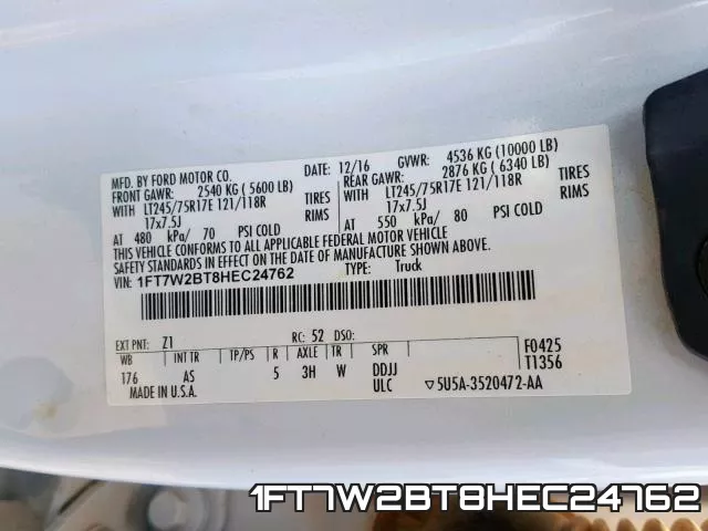 1FT7W2BT8HEC24762 фото 2