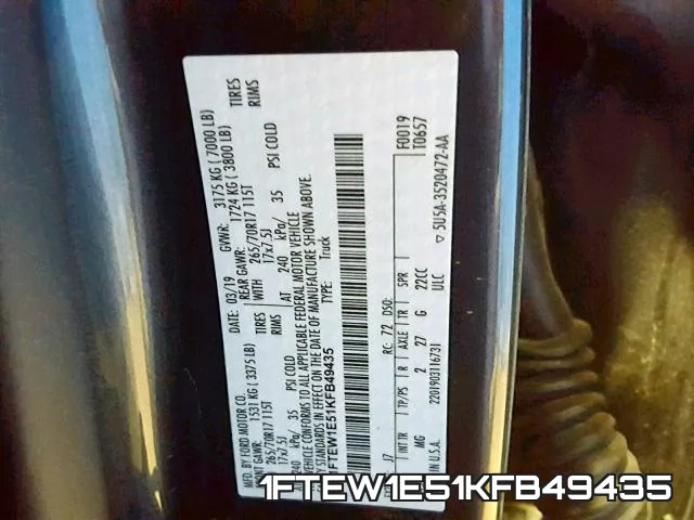 1FTEW1E51KFB49435 фото 2