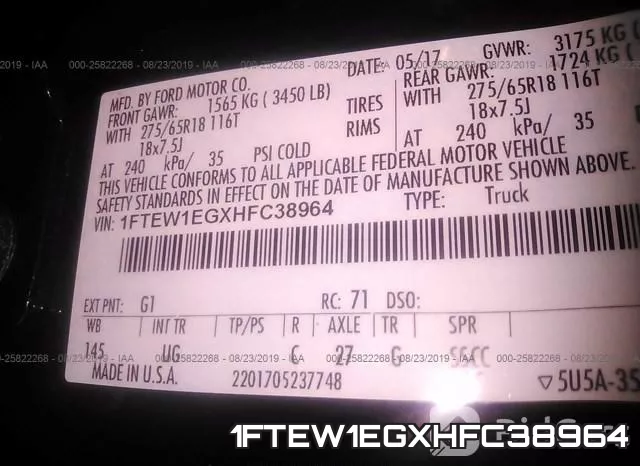 1FTEW1EGXHFC38964 фото 10