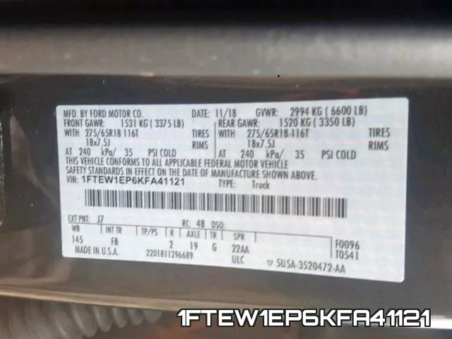 1FTEW1EP6KFA41121 фото 2