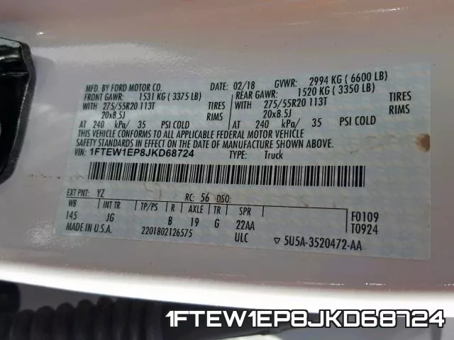 1FTEW1EP8JKD68724 фото 2