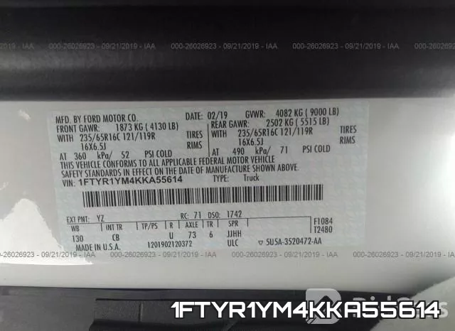 1FTYR1YM4KKA55614 фото 10