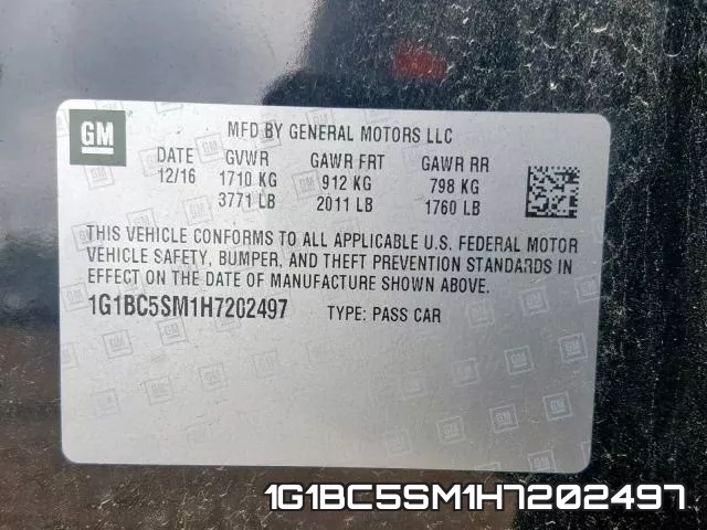 1G1BC5SM1H7202497 фото 2