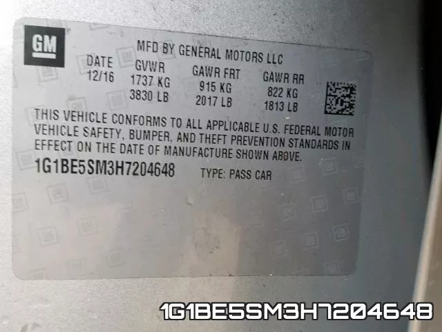 1G1BE5SM3H7204648 фото 2