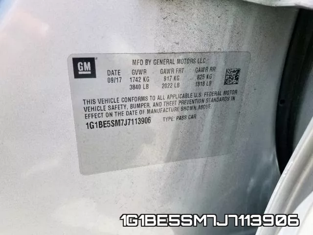 1G1BE5SM7J7113906 фото 2