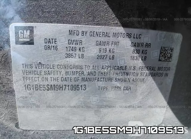 1G1BE5SM9H7109513 фото 10