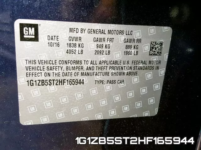 1G1ZB5ST2HF165944 фото 2