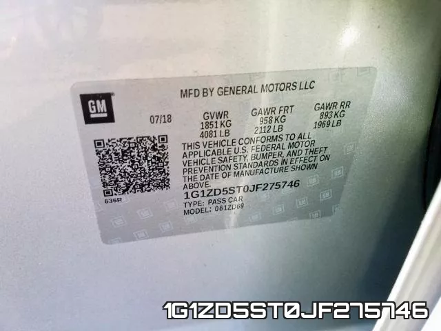 1G1ZD5ST0JF275746 фото 2